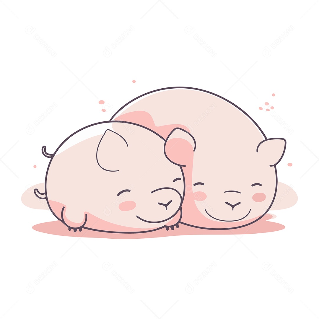 Porcos Fofo de Desenho Animado Ilustração Vetor EPS