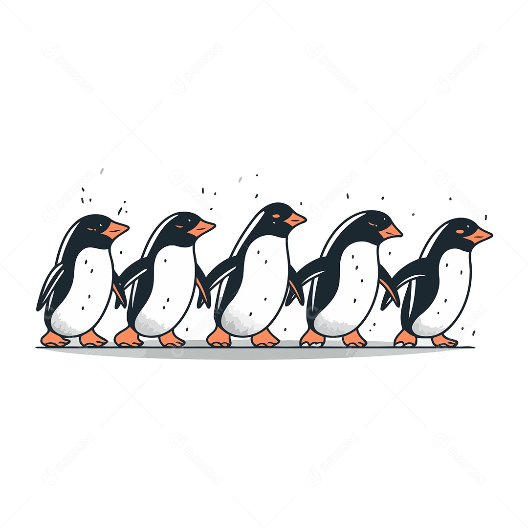 Pinguins de Desenho Animado Ilustração Vetor EPS