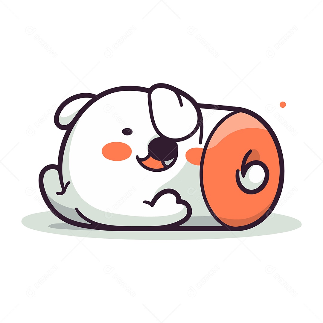 Cachorro Fofo Dormindo em um Rolo de Papel Higiênico Ilustração Vetor EPS