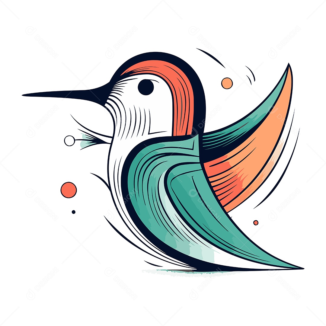 Beija Flor de Desenho Animado Ilustração Vetor EPS