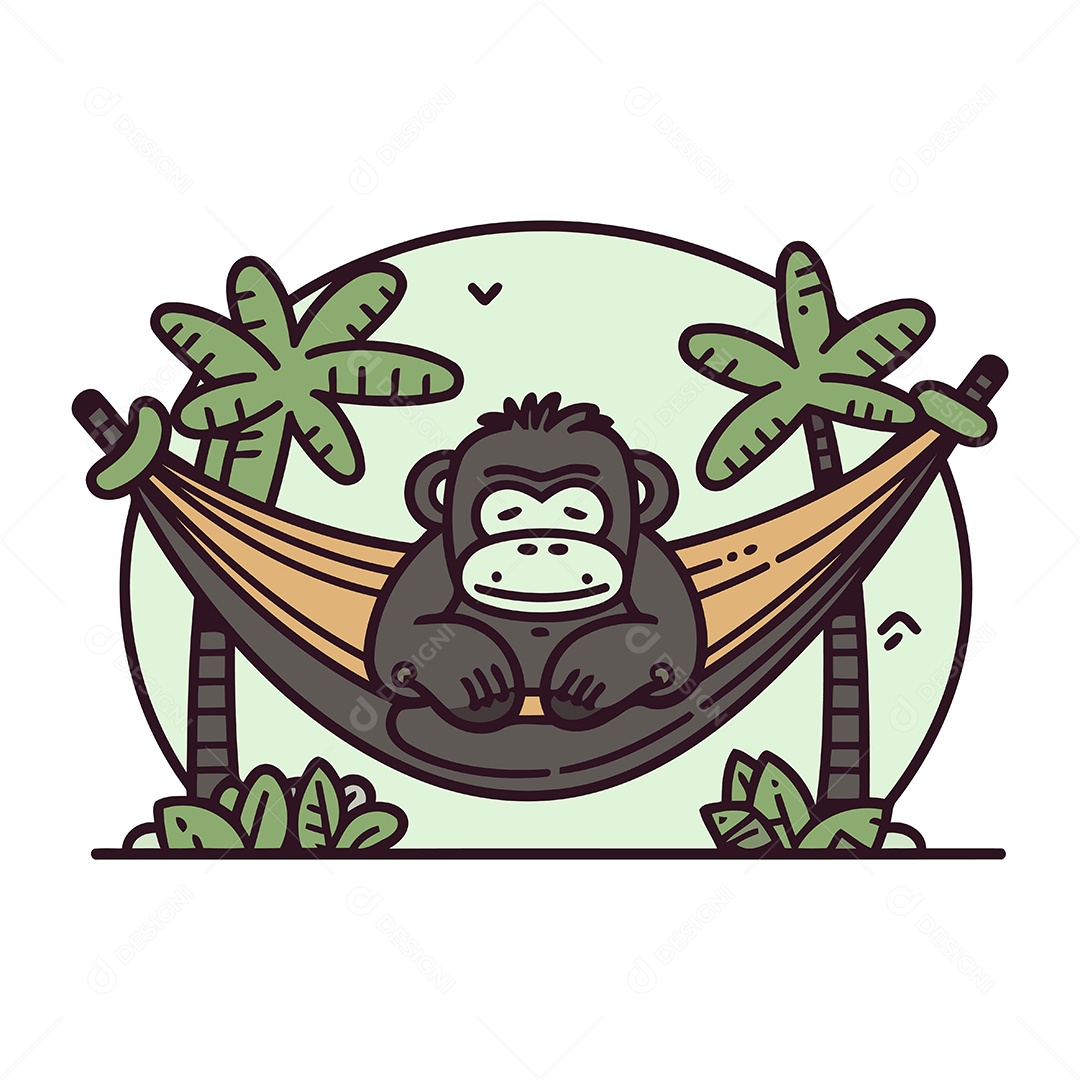 Macaco em uma Rede Ilustração Vetor EPS