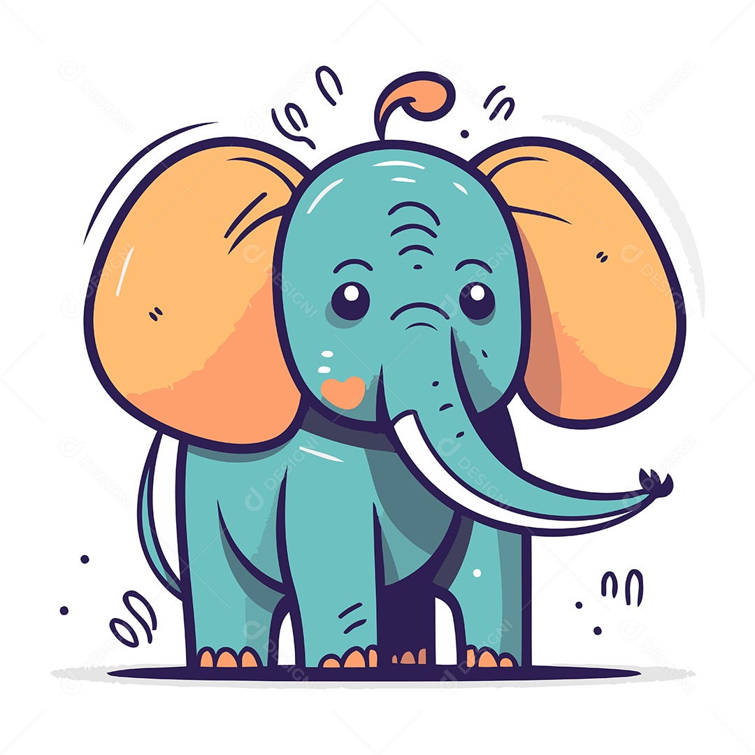 Elefante de Desenho Animado Ilustração Vetor EPS