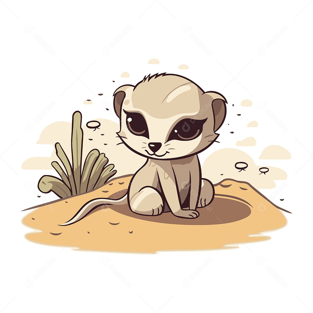 Suricato de Desenho Animado Ilustração Vetor EPS