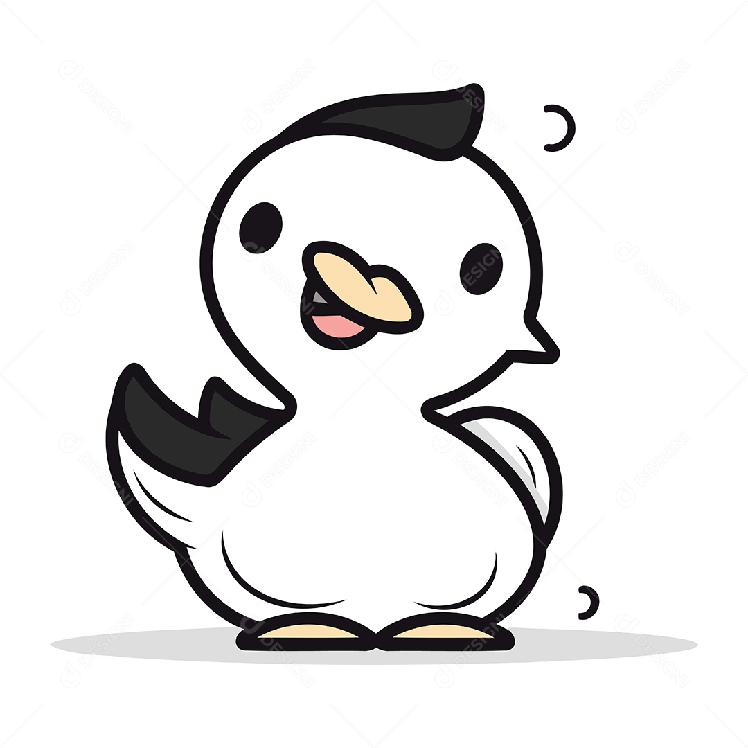 Pato Fofo de Desenho Animado Ilustração Vetor EPS