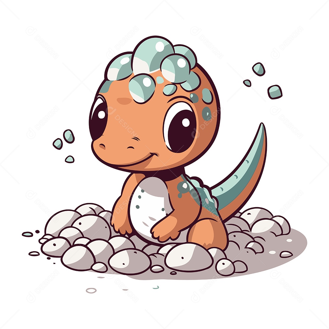 Dinossauro de Desenho Animado na Lama Ilustração Vetor EPS