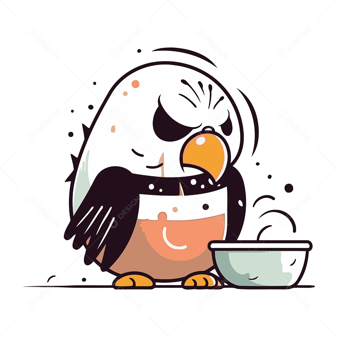 Papagaio com uma Tigela Ilustração Vetor EPS