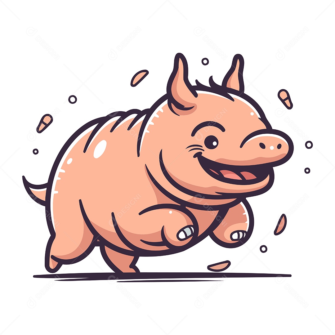 Porco de Desenho Animado Ilustração Vetor EPS