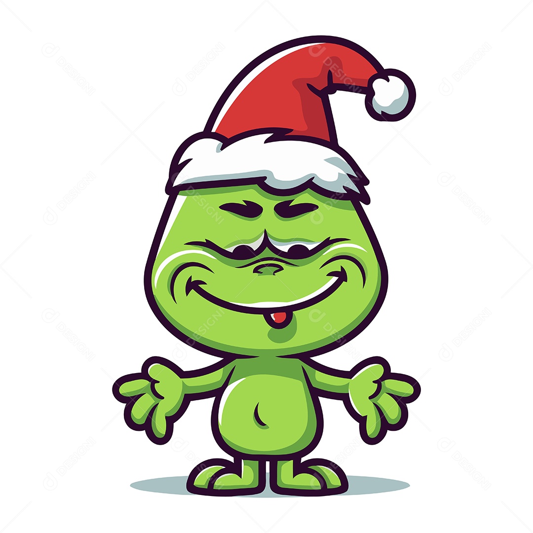 Monstro com Chapéu de Papai Noel Ilustração Vetor EPS