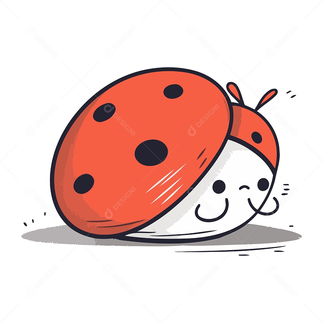 Joaninha Fofa de Desenho Animado Ilustração Vetor EPS