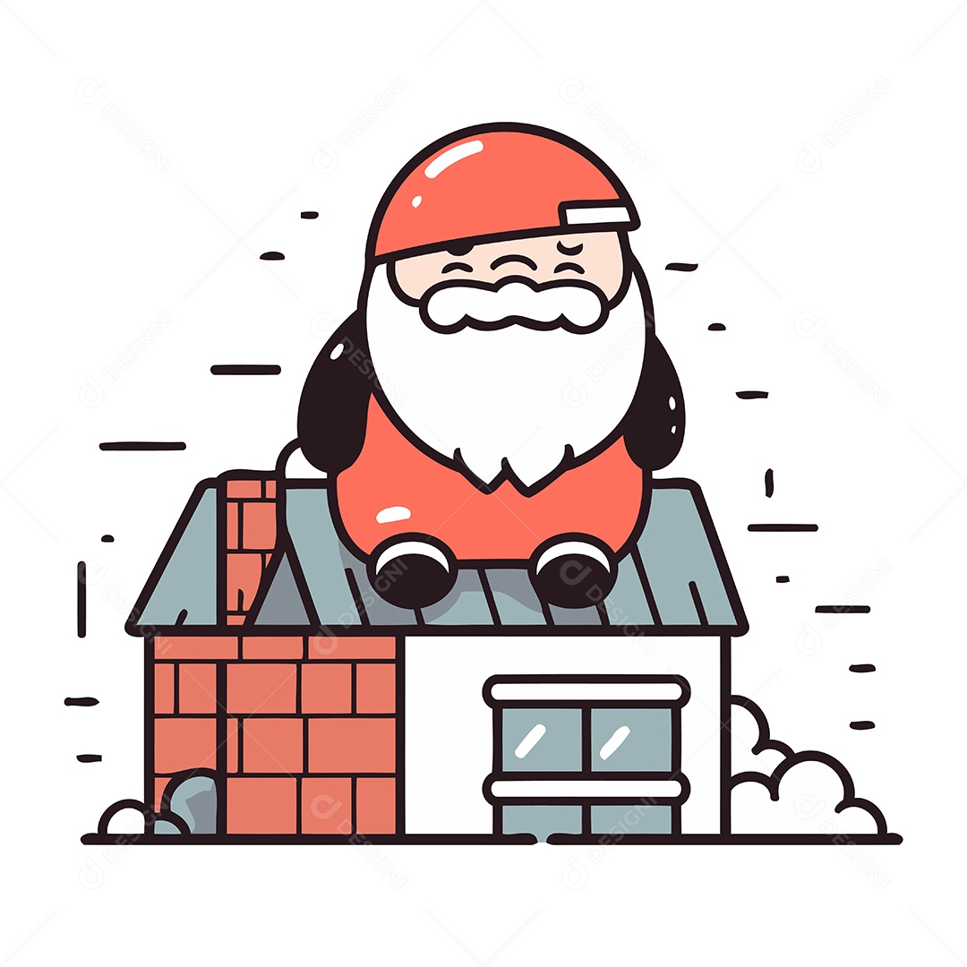 Papai Noel no Telhado de uma Casa Ilustração Vetor EPS