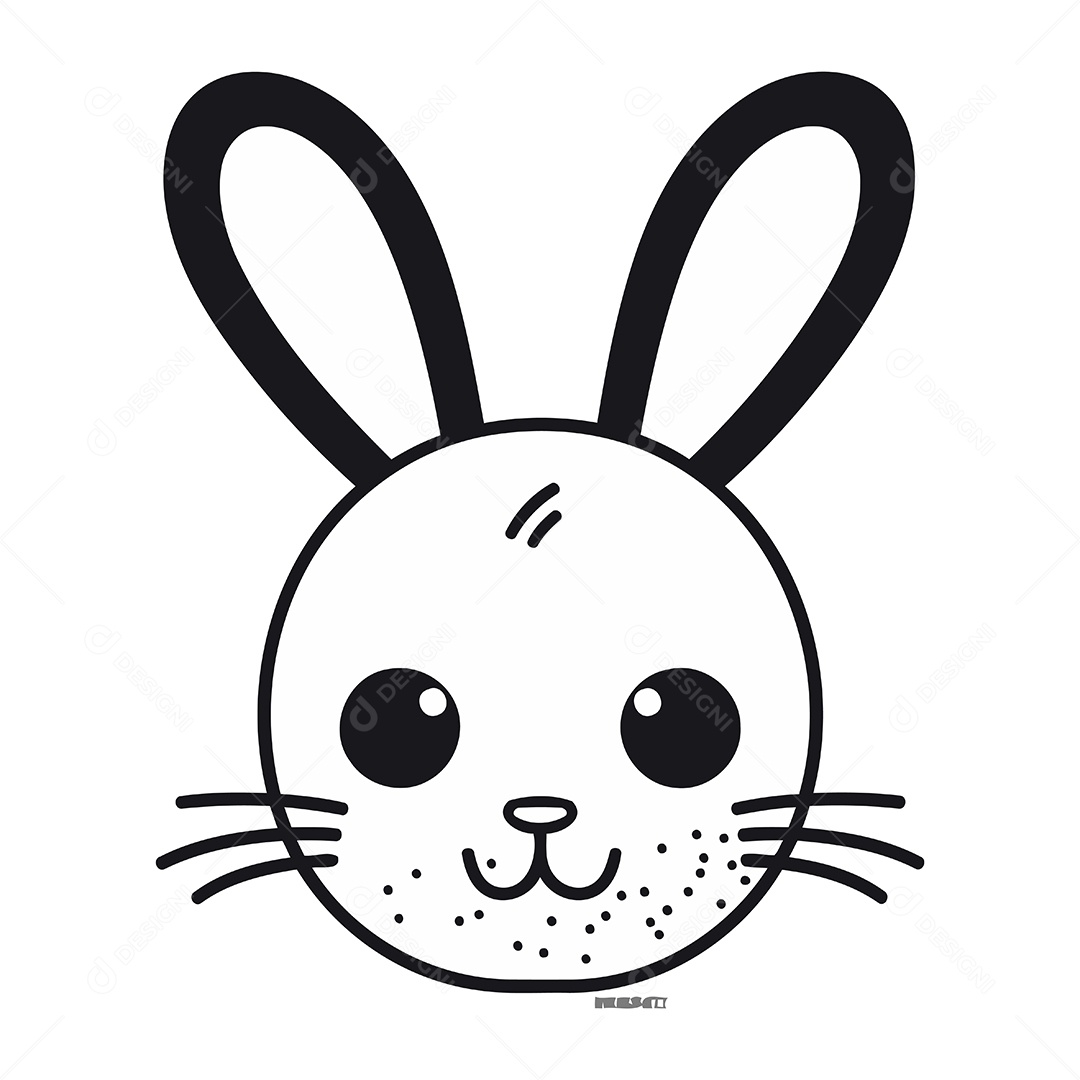 Rosto de Coelho Desenho Animado Ilustração Vetor EPS