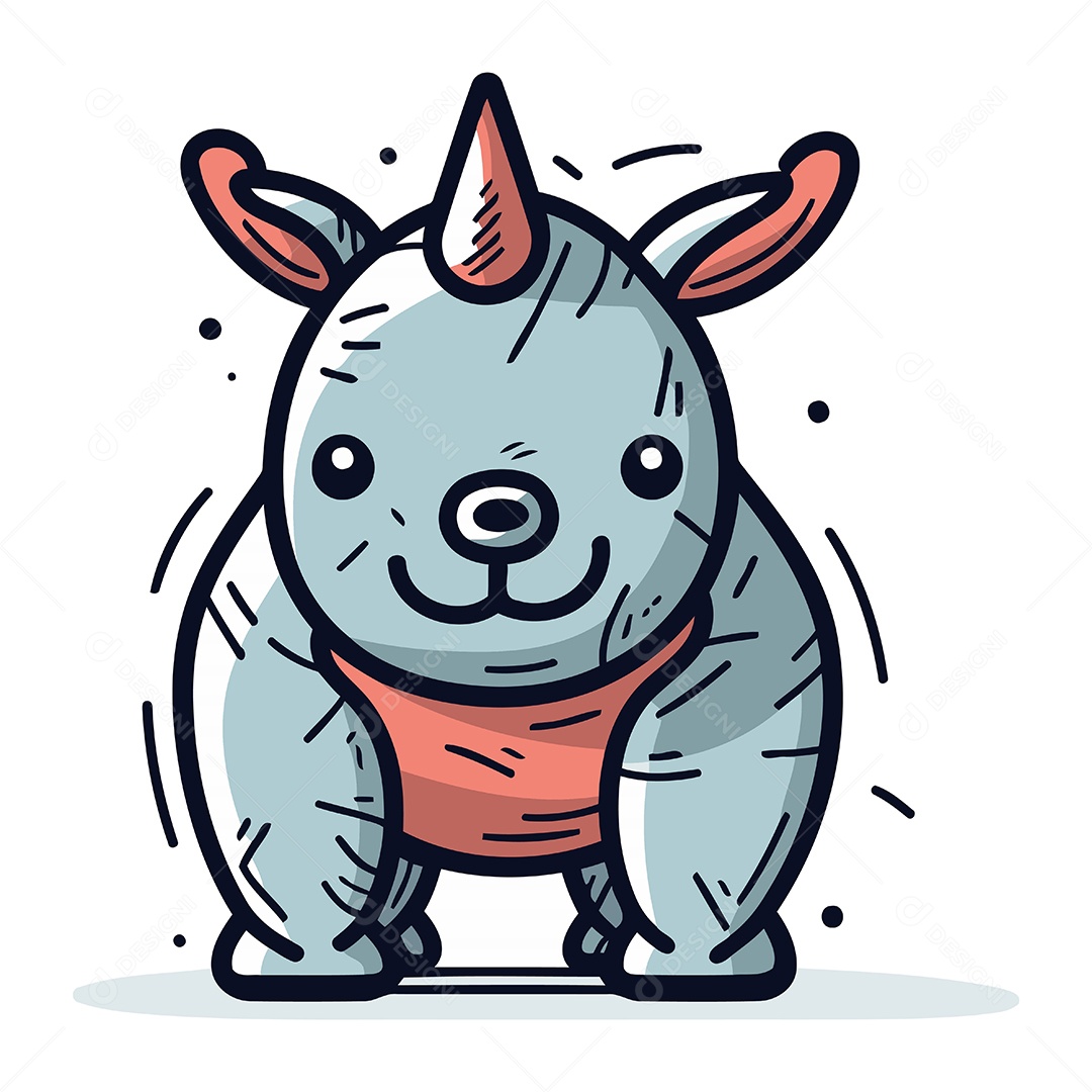 Rinoceronte de Desenho Animado Ilustração Vetor EPS