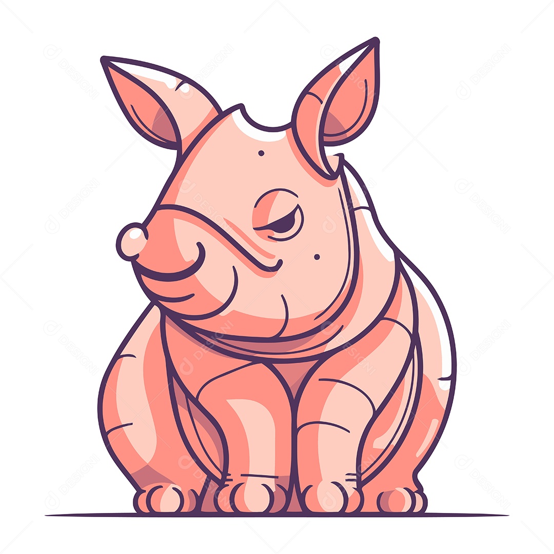 Rinoceronte de Desenho Animado Ilustração Vetor EPS
