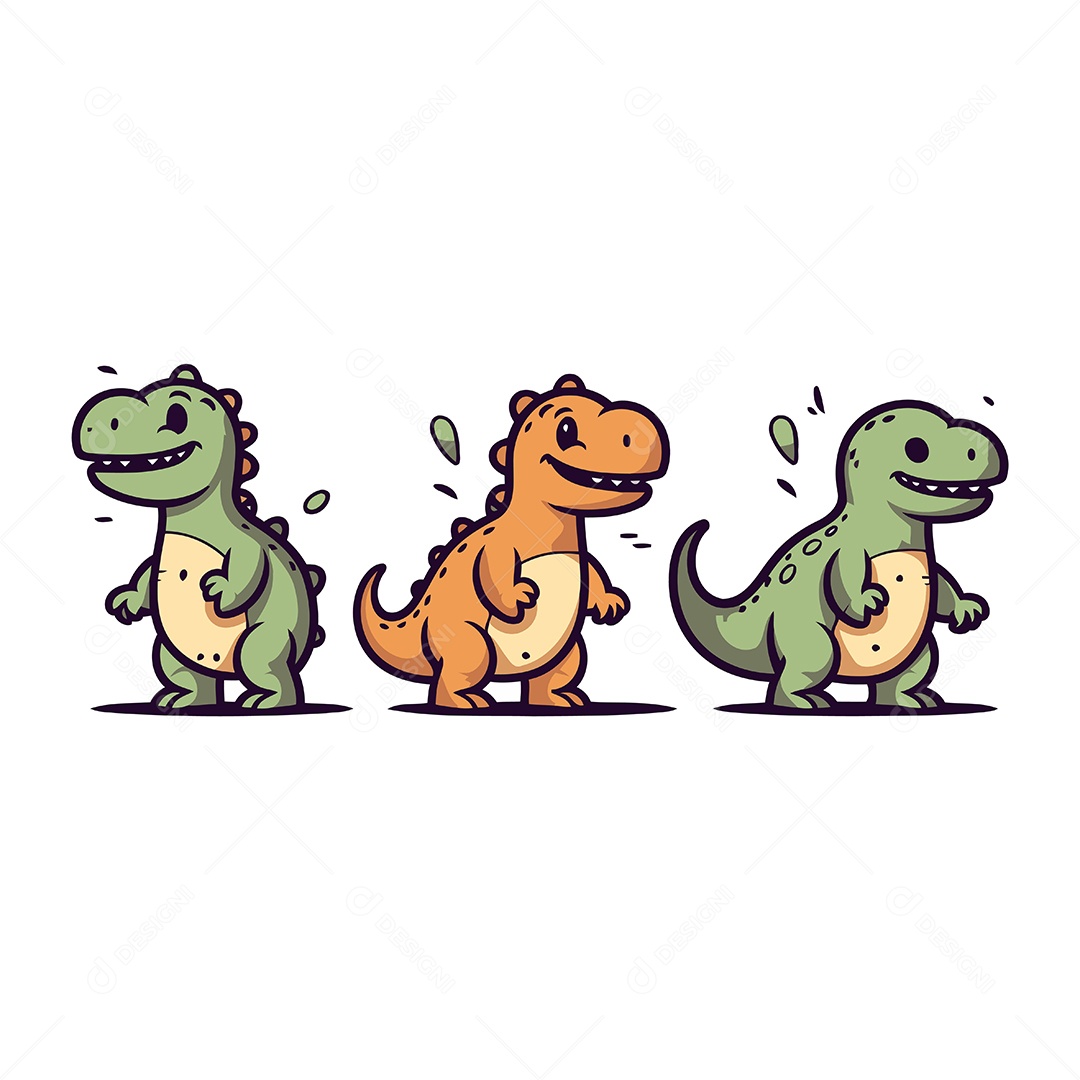 Dinossauros de Desenho Animado Ilustração Vetor EPS