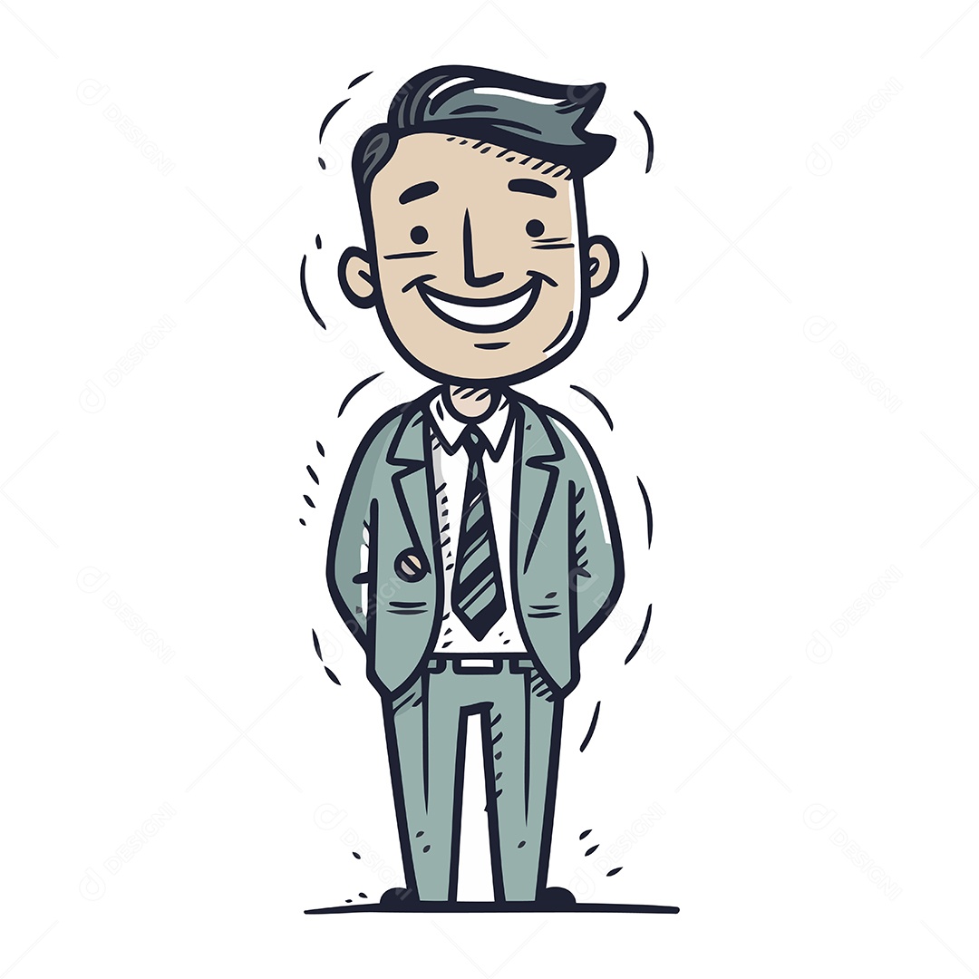 Empresário Sorridente de Desenho Animado Ilustração Vetor EPS