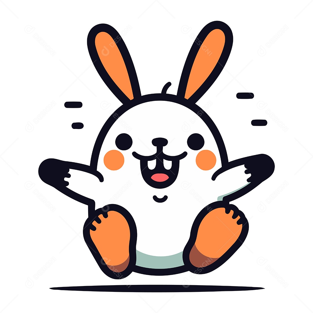 Coelho Bonito de Desenho Animado Ilustração Vetor EPS