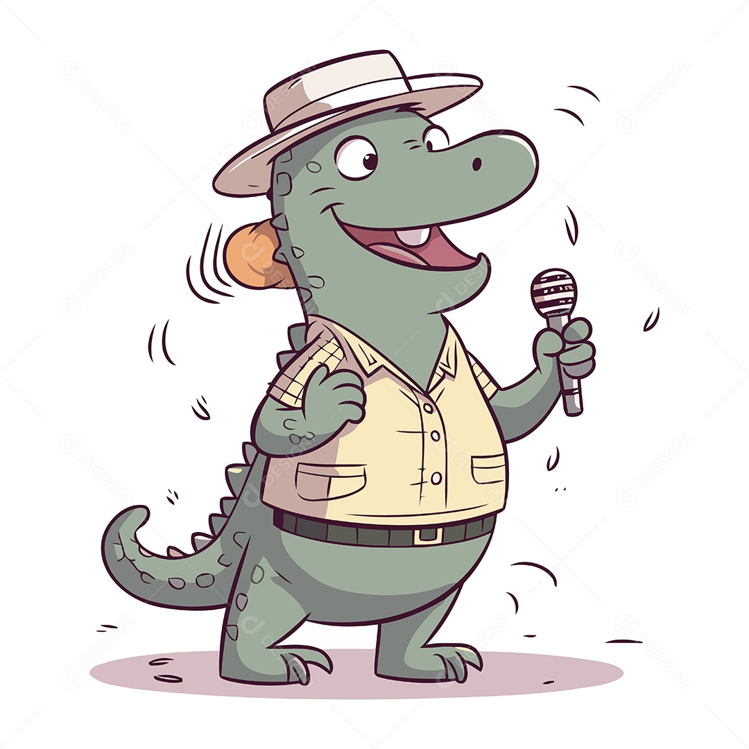 Crocodilo com um Microfone Ilustração Vetor EPS