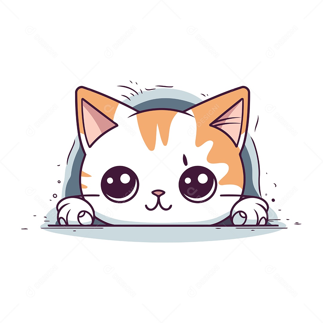 Rosto Fofo de Gato Ilustração Vetor EPS