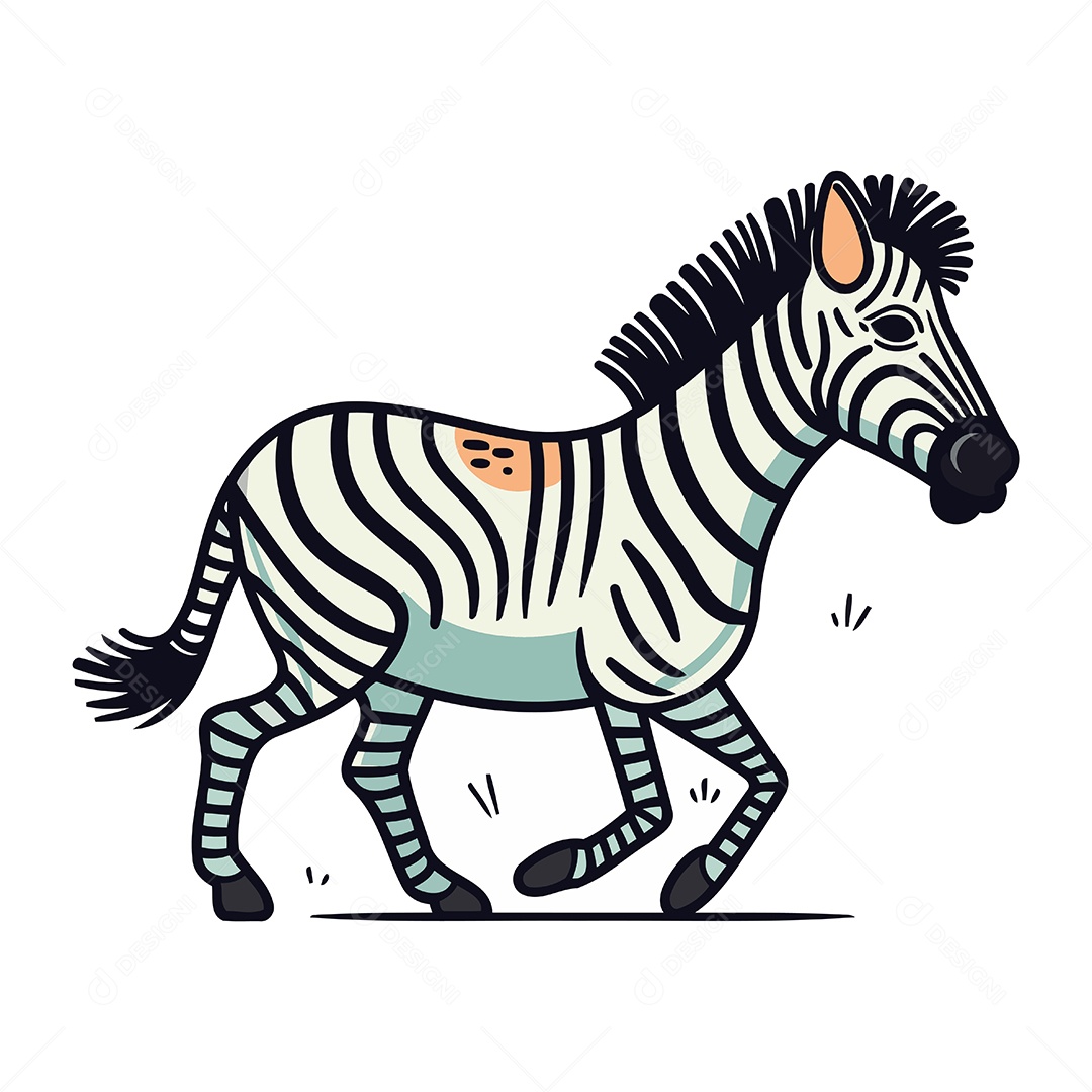 Zebra Fofa de Desenho Animado Ilustração Vetor EPS