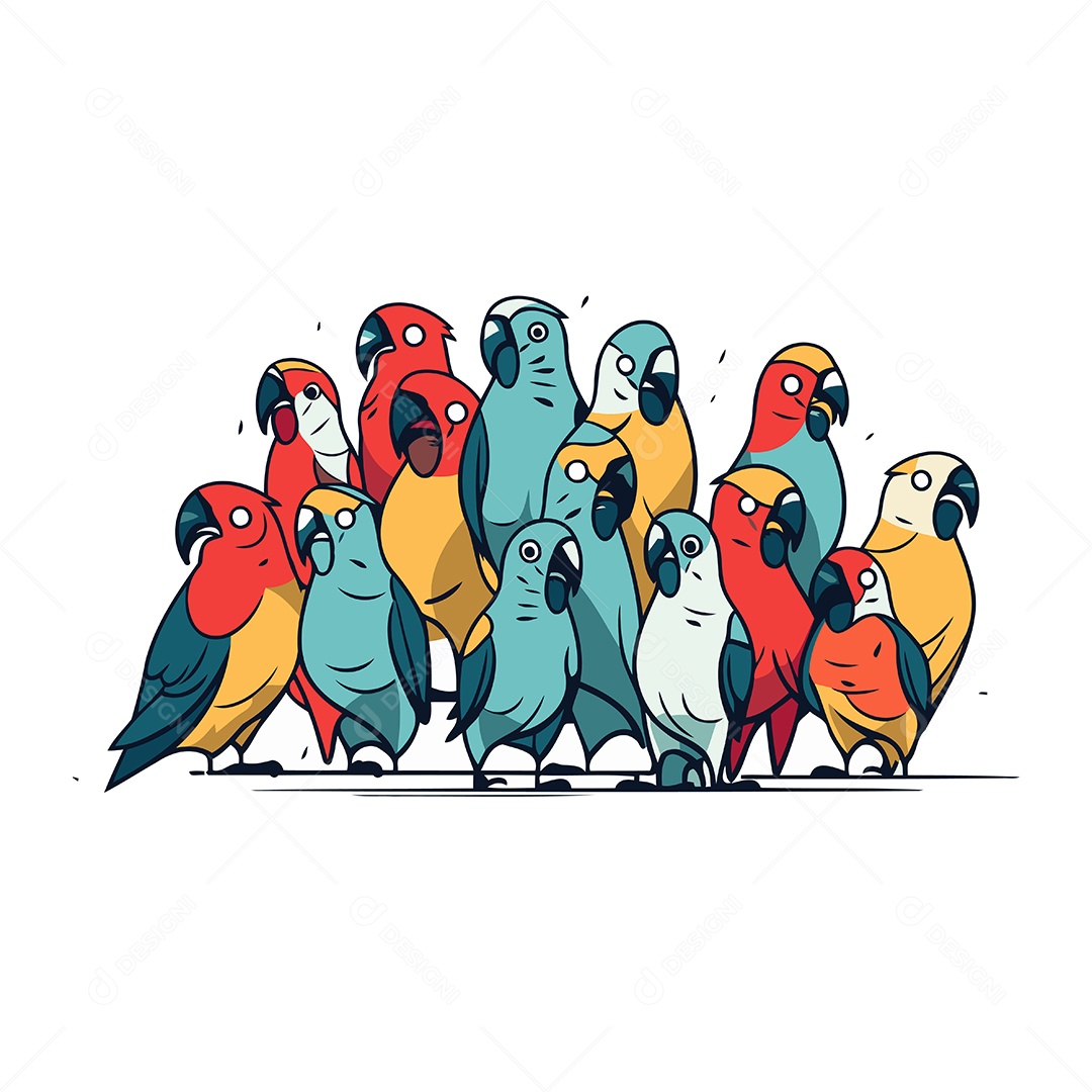 Papagaios de Desenho Animado Ilustração Vetor EPS
