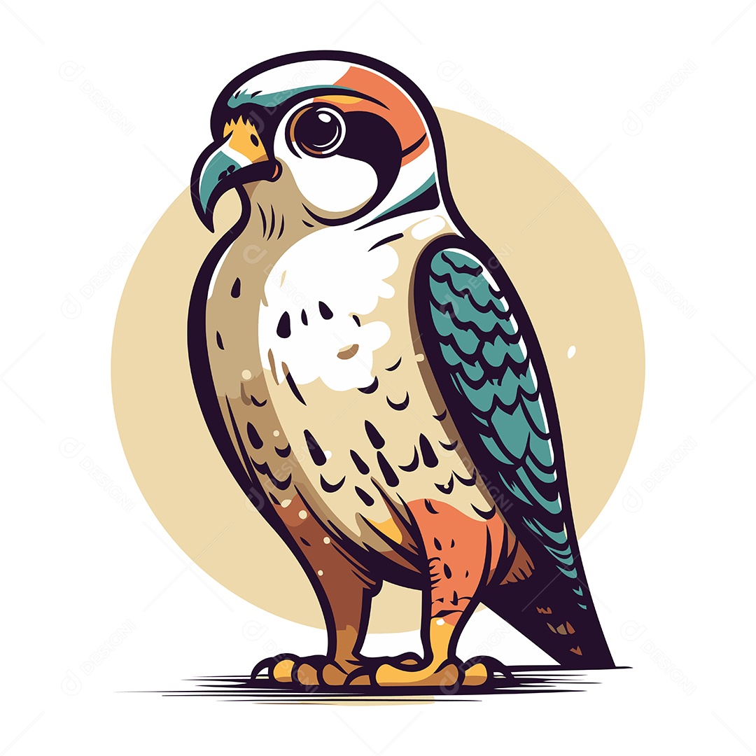 Falcão Peregrino de Desenho Animado Ilustração Vetor EPS