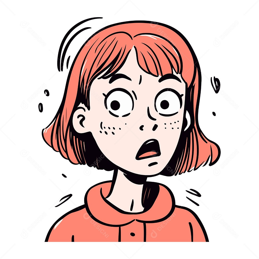 Mulher Surpresa com Cabelo Ruivo Ilustração Vetor EPS