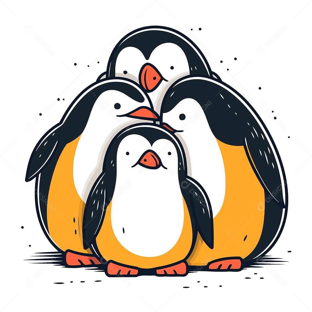 Pinguins de Desenho Animado Ilustração Vetor EPS