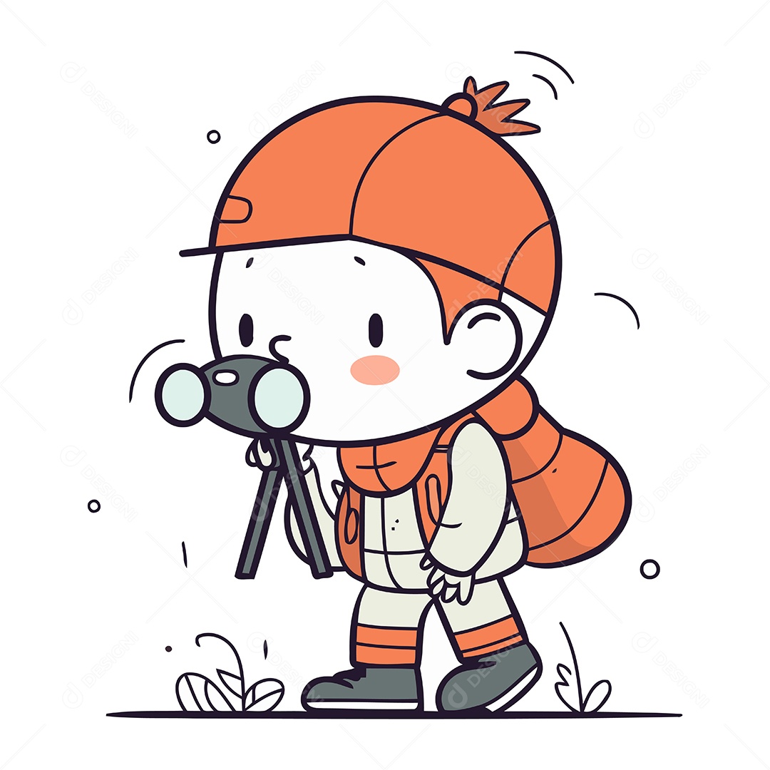 Menino Bonitinho com Roupa de Inverno Ilustração Vetor EPS