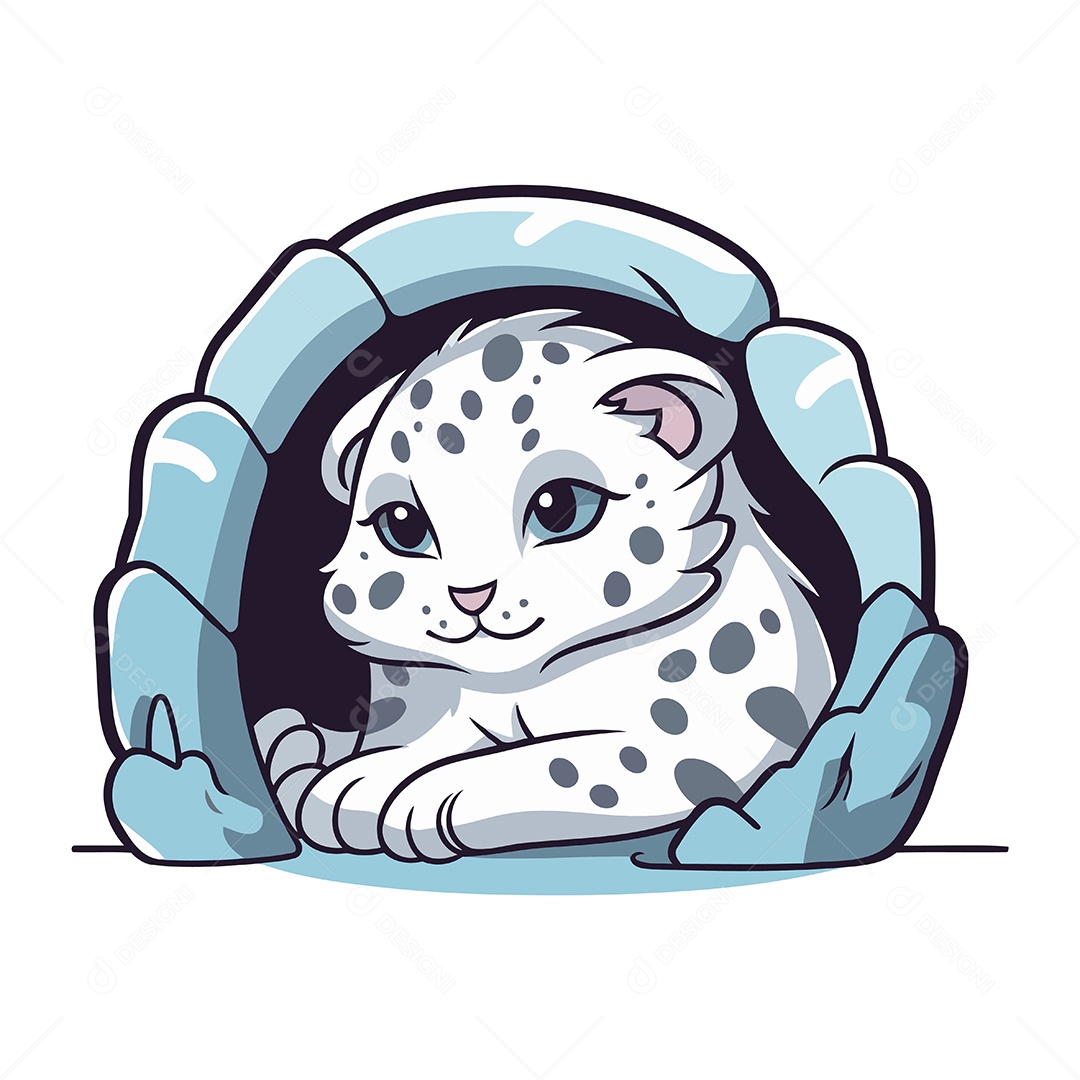 Leopardo Fofo de Desenho Animado Ilustração Vetor EPS