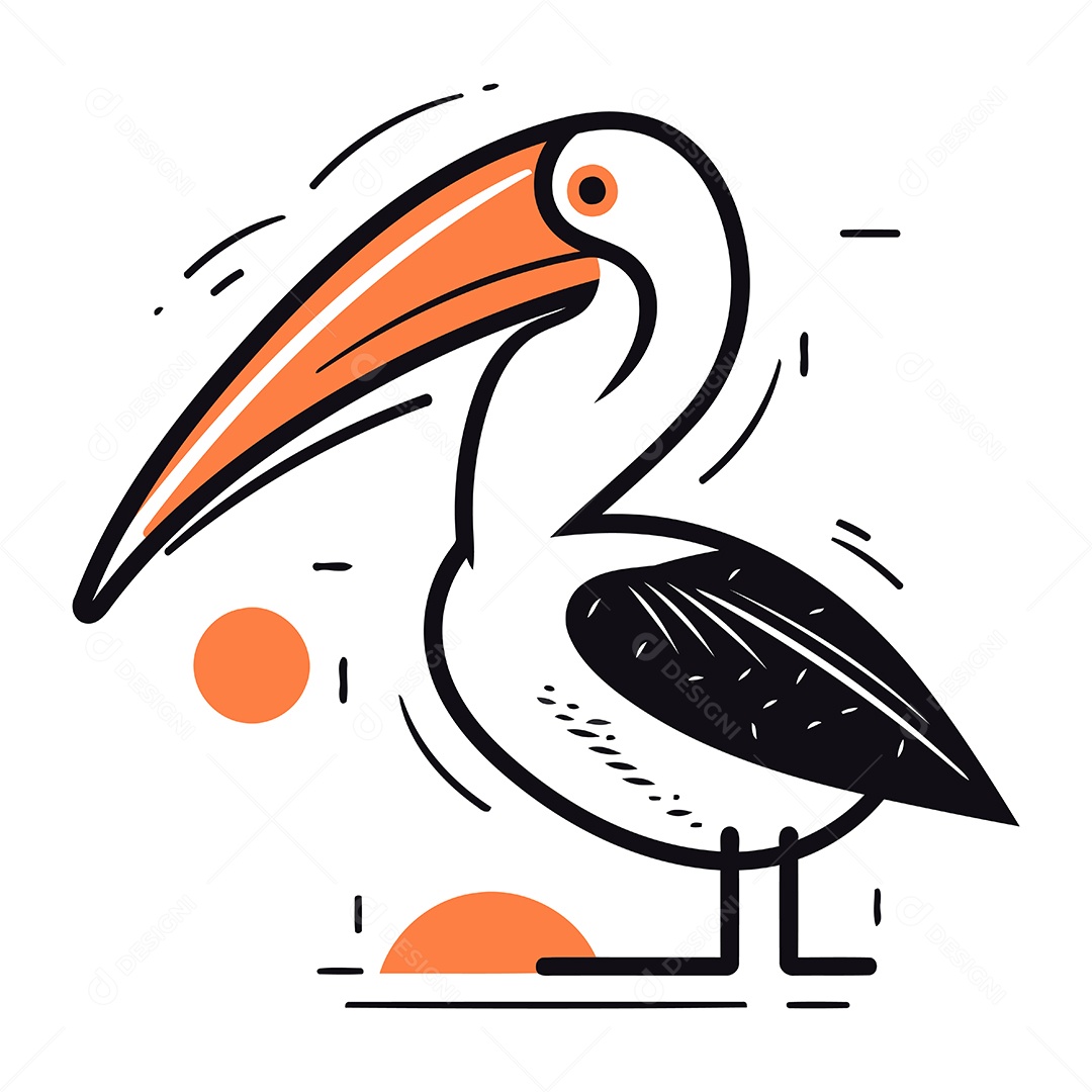 Pelicano de Desenho Animado Ilustração Vetor EPS