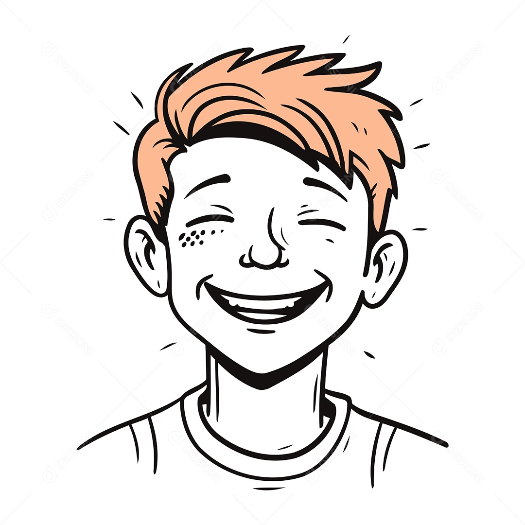 Jovem Sorridente de Desenho Animado Ilustração Vetor EPS