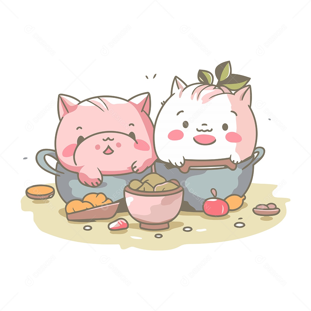 Porquinhos Fofo de Desenho Animado Ilustração Vetor EPS