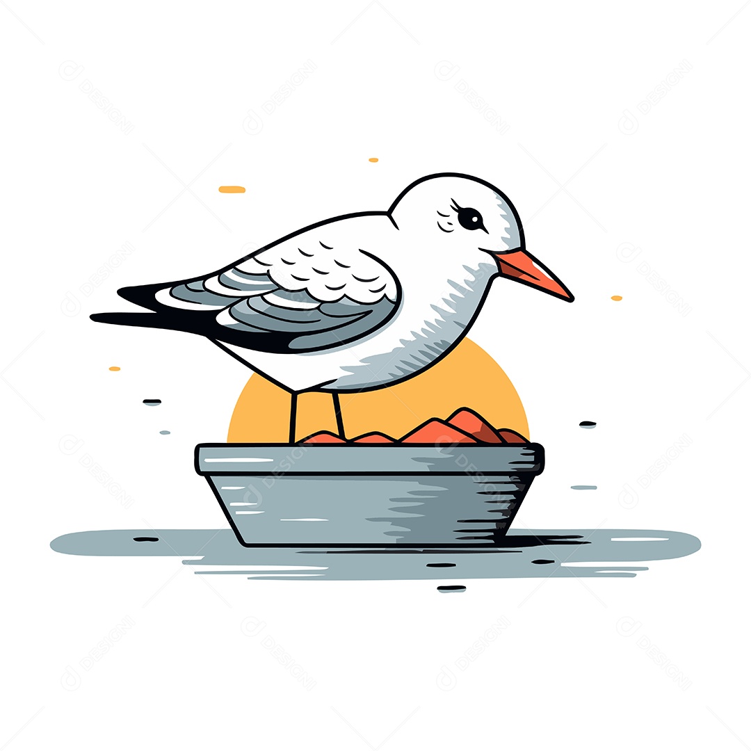 Gaivota em uma Tigela Ilustração Vetor EPS