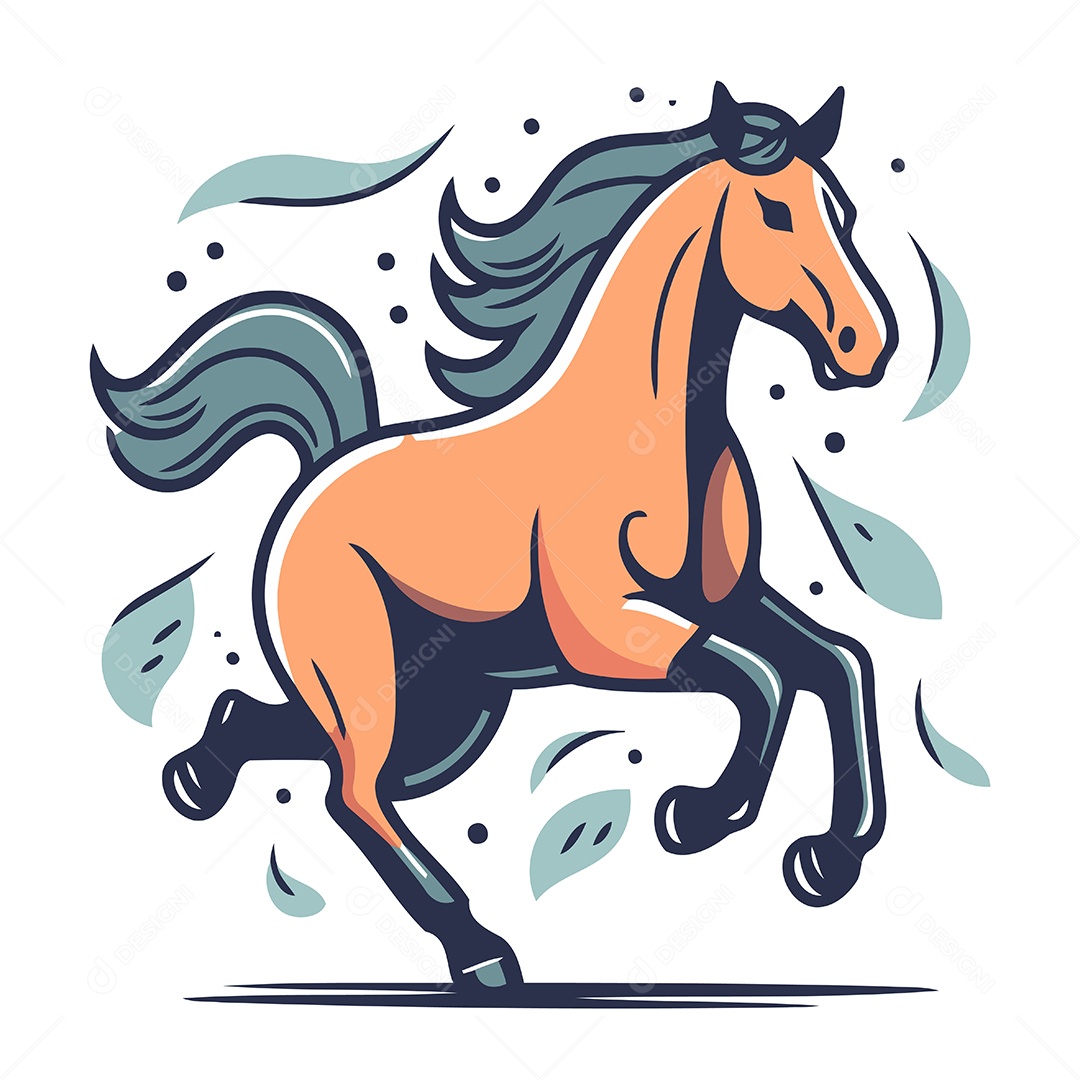 Cavalo Correndo de Desenho Animado Ilustração Vetor EPS