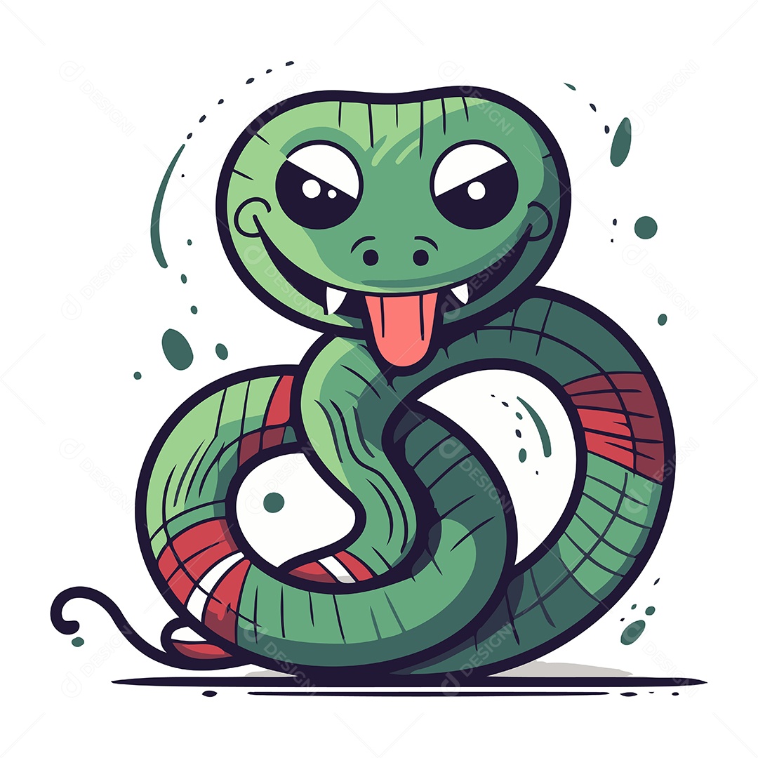 Cobra Fofa de Desenho Animado Ilustração Vetor EPS