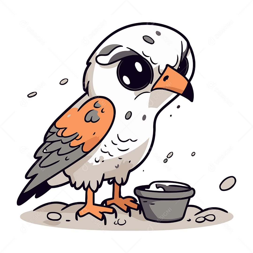 Coruja com uma Tigela Ilustração Vetor EPS