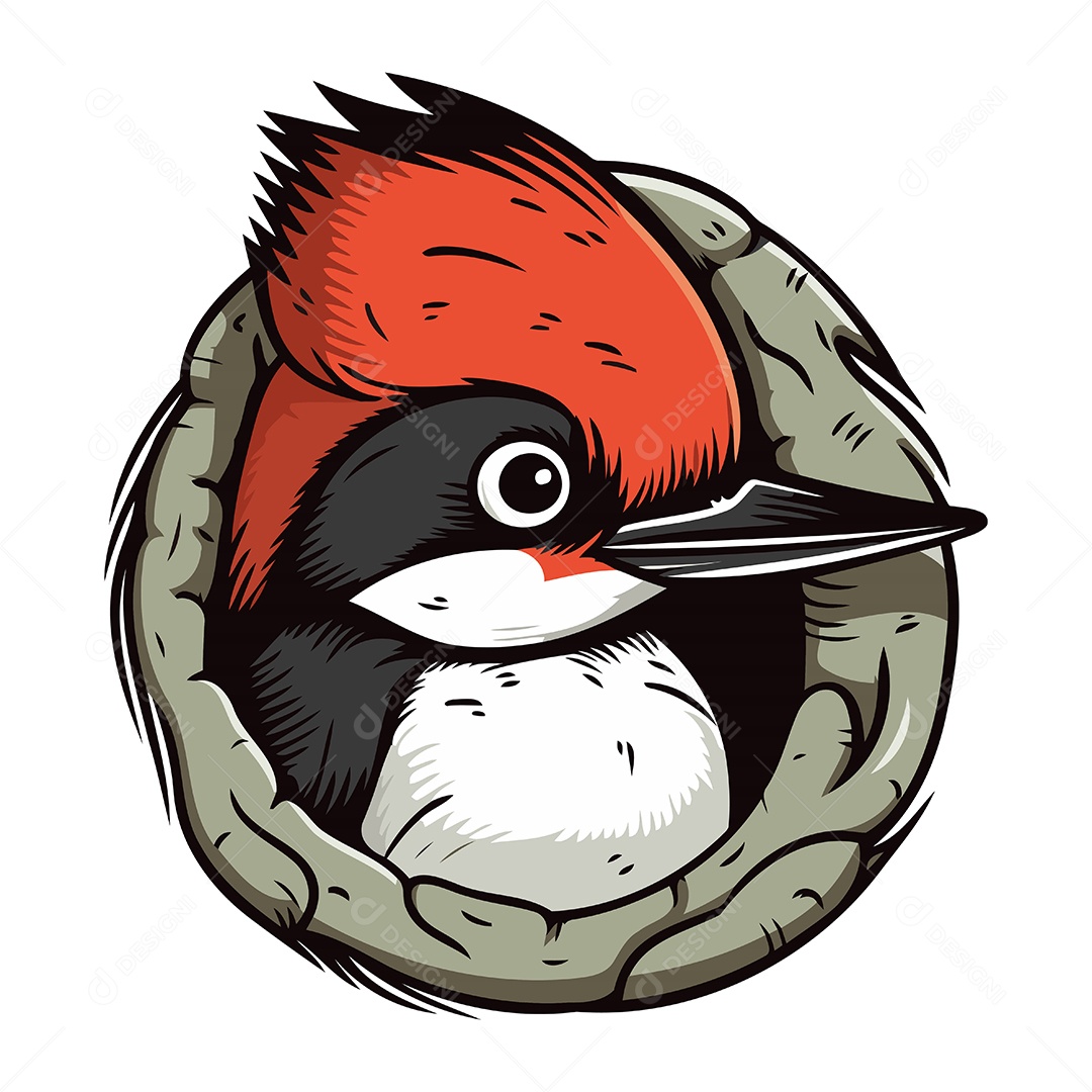 Pica Pau Fofo de Desenho Animado Ilustração Vetor EPS