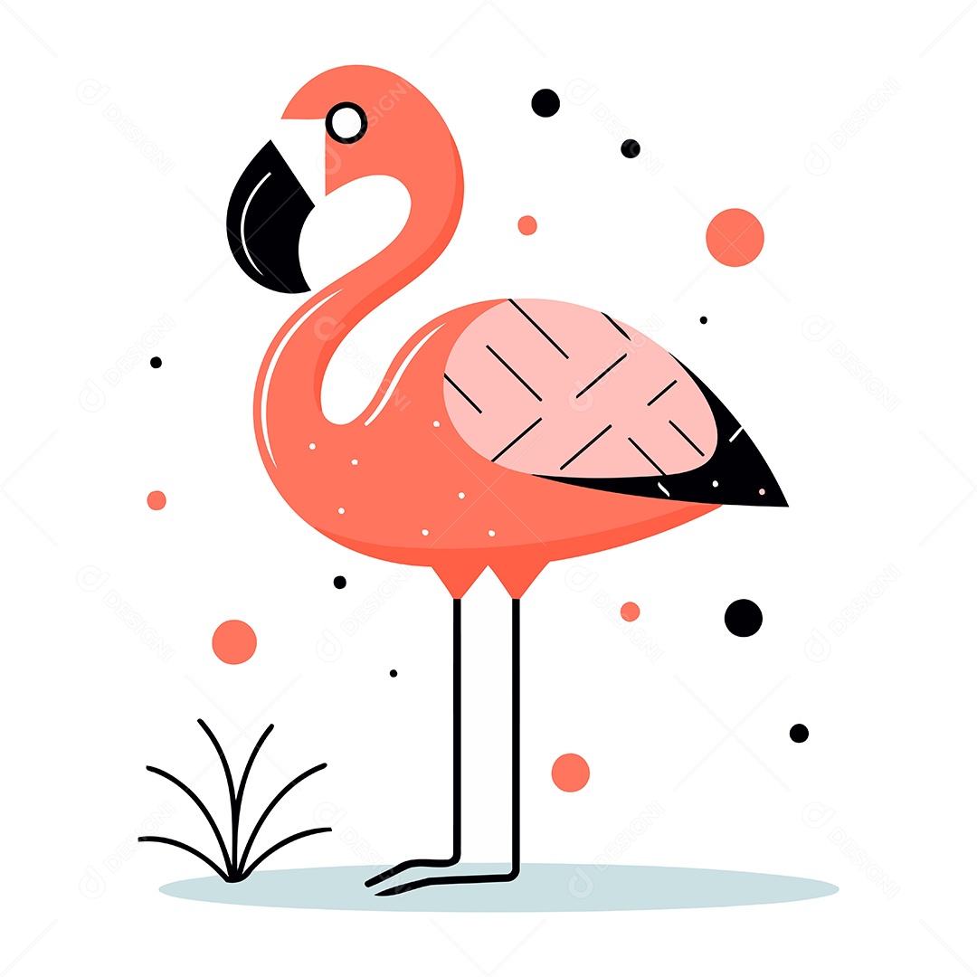 Flamingo de Desenho Animado Ilustração Vetor EPS