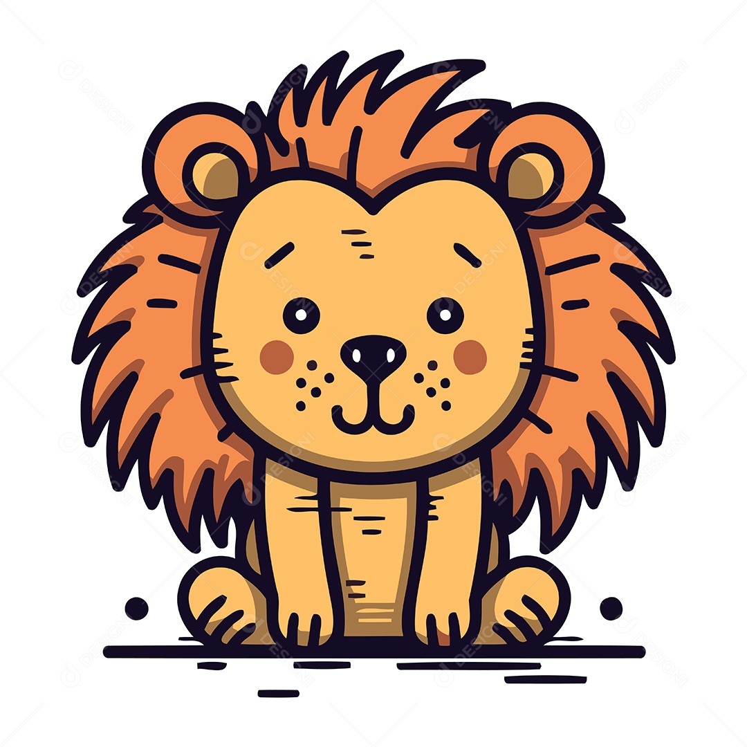Leão Fofo de Desenho Animado Ilustração Vetor EPS