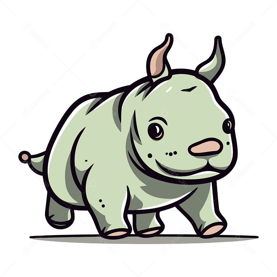 Rinoceronte de Desenho Animado Ilustração Vetor EPS