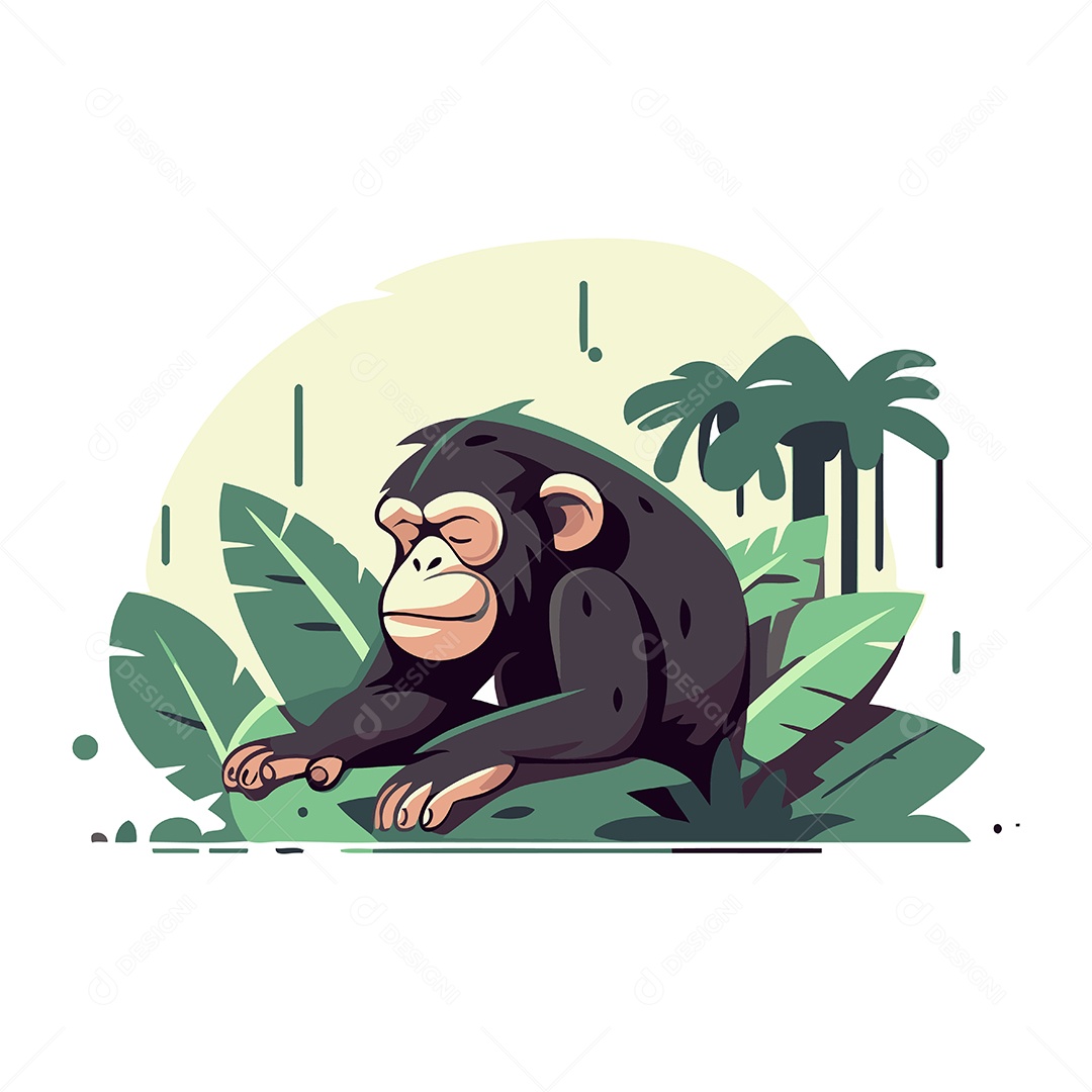 Chimpanzé de Desenho Animado Ilustração Vetor EPS