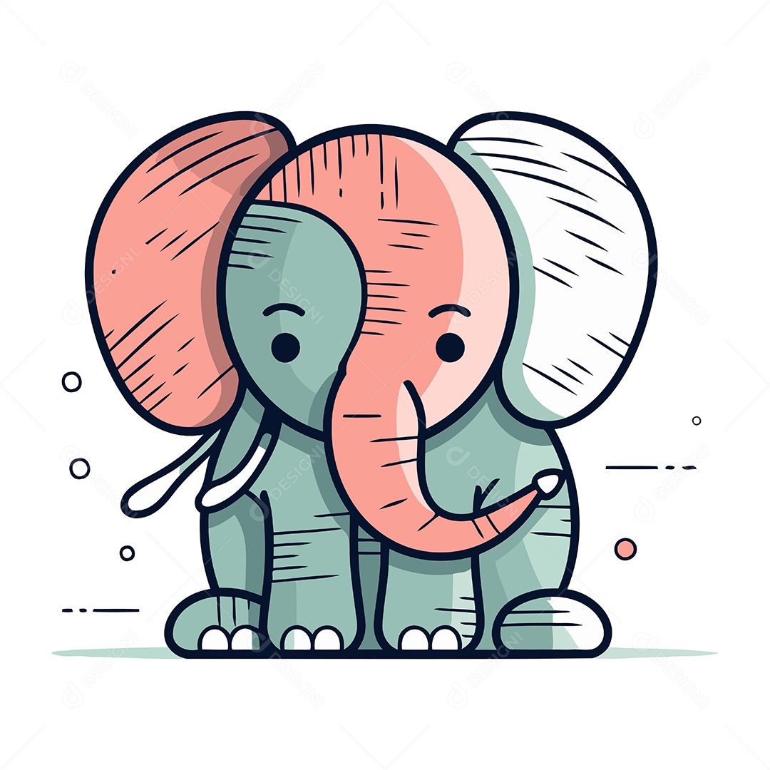 Elefante de Desenho Animado Ilustração Vetor EPS