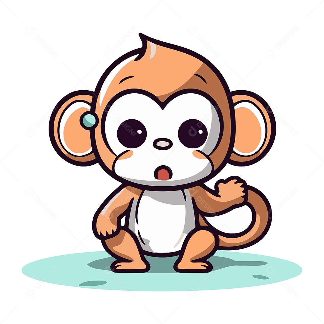 Macaco Fofo de Desenho Animado Ilustração Vetor EPS