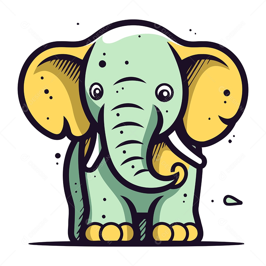 Elefante de Desenho Animado Ilustração Vetor EPS