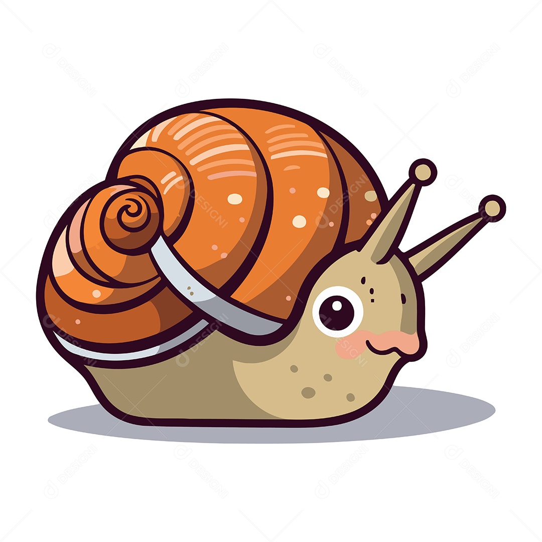 Caracol Fofo de Desenho Animado Ilustração Vetor EPS