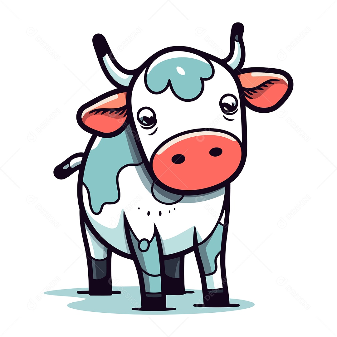 Vaca de Desenho Animado Ilustração Vetor EPS