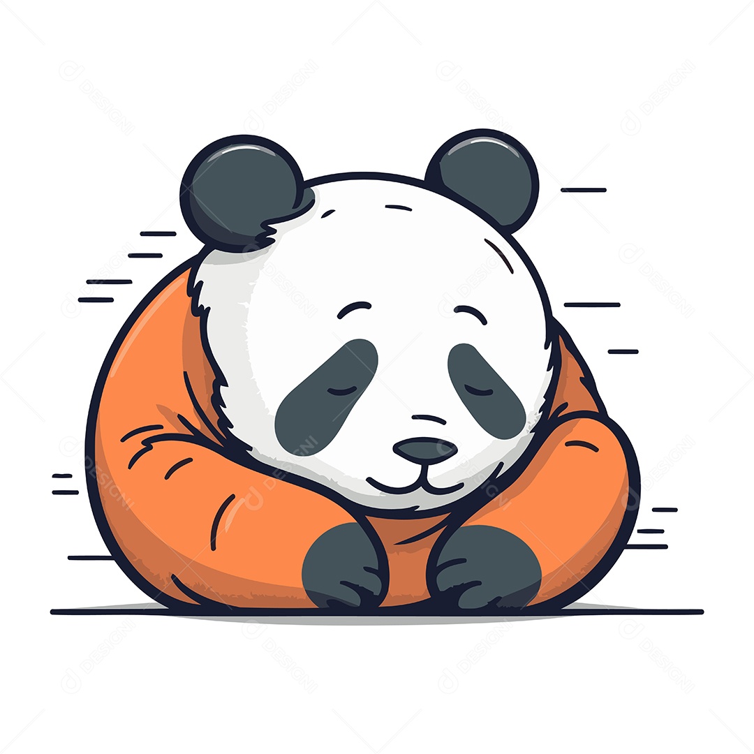 Panda Fofo de Desenho Animado Dormindo Ilustração Vetor EPS