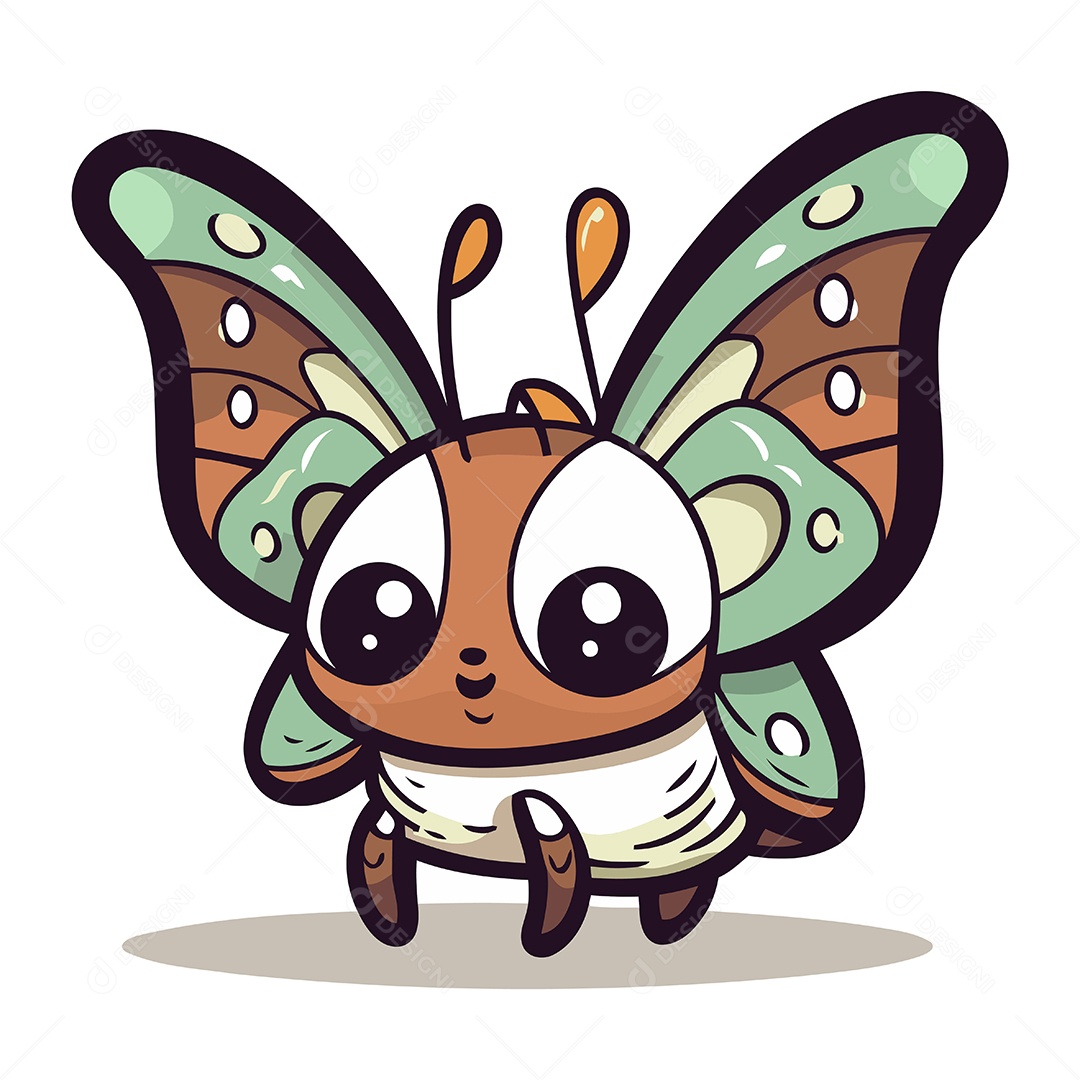 Borboleta Fofa de Desenho Animado Ilustração Vetor EPS