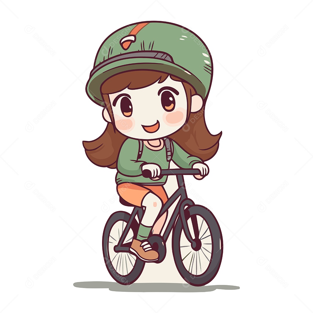 Garota Andando de Bicicleta Ilustração Vetor EPS