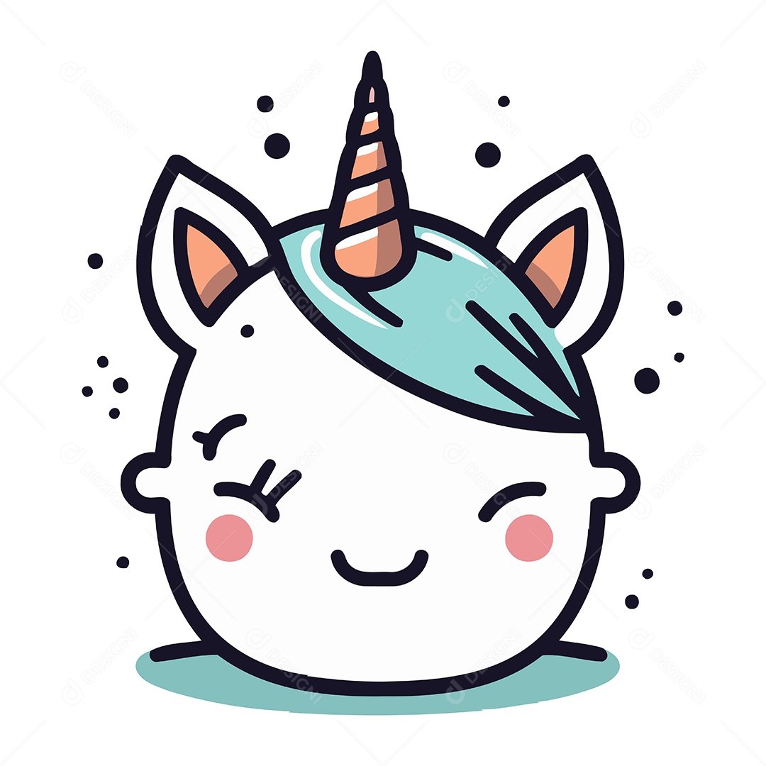 Cabeça de Unicórnio Fofa Ilustração Vetor EPS